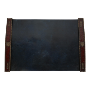 Tiffany Studios New York Heraldic Bronze Blotter Ends With Leather Desk Blotter