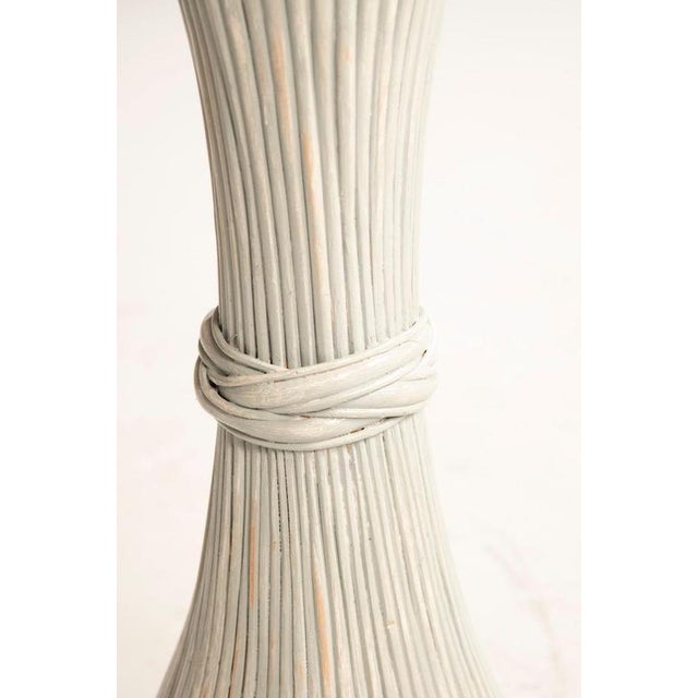 Wood White Painted Bamboo Plant Stands with Black Glass Tops, 1970s, Set of 2 For Sale - Image 7 of 16