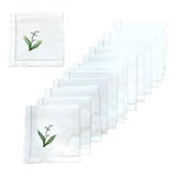 Image of Set of 14 Hand Embroidered Lily of the Valley Cotton Napkins For Sale