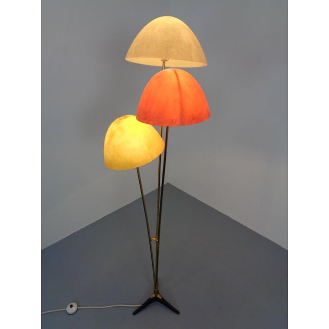 Metal Italian Fiberglass & Brass Floor Lamp, 1950s For Sale - Image 7 of 18