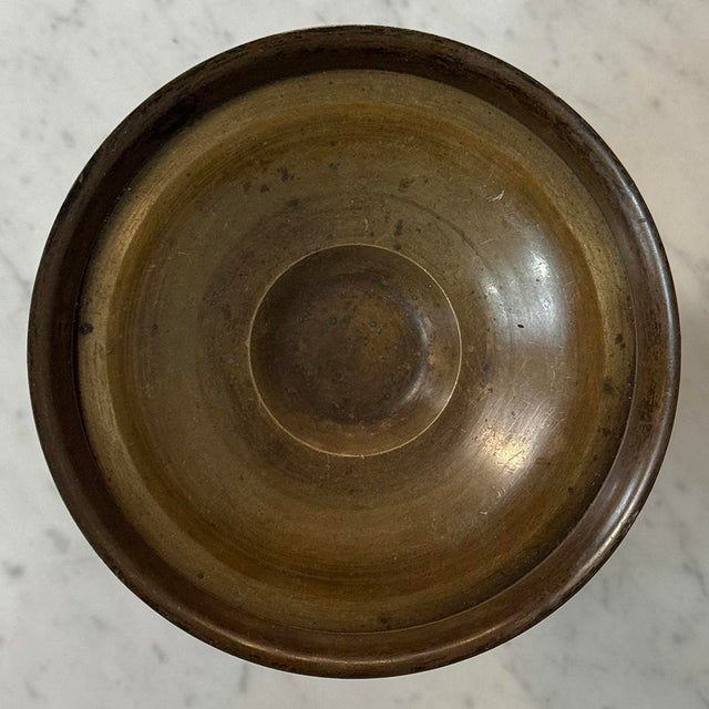 Pair of Renaissance Revival Bronze Rose Bowl ~ Pillar Candle Stands For Sale - Image 13 of 18