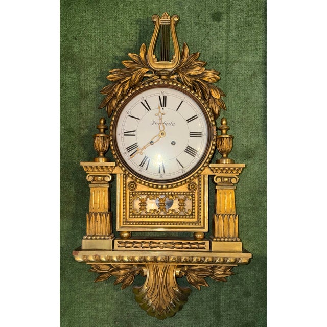 Large Swedish Gustavian Cartel Wall Clock For Sale - Image 4 of 12