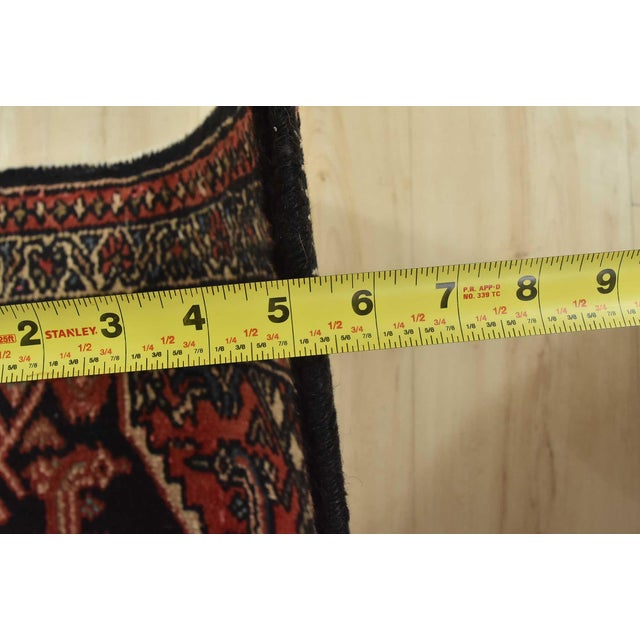 Hamedan Runner 3'6'' X 10' Black Wool Vintage Tribal Hand-Knotted Oriental Rug For Sale - Image 13 of 15