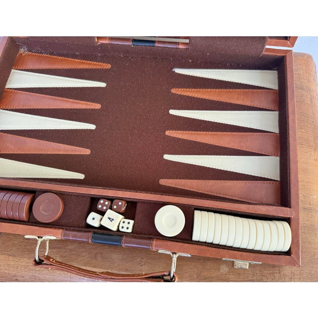1980s Large Vintage Complete Backgammon Game in Case For Sale - Image 5 of 9