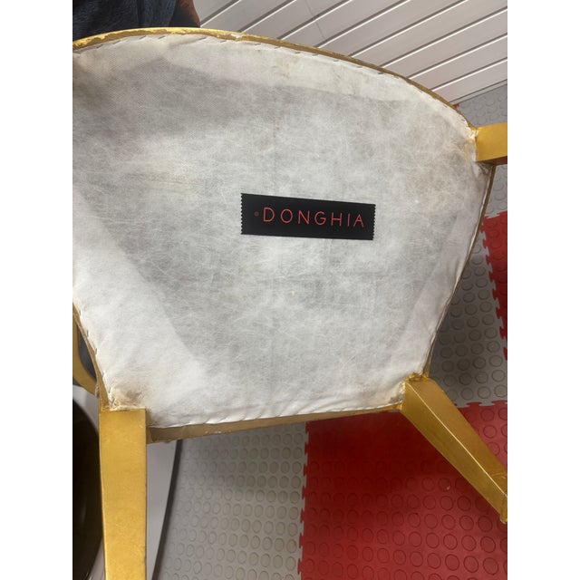 1980s 1980s Pair of Donghia Oval Back Giltwood Lounge Chairs- A John Hutton Design For Sale - Image 5 of 6