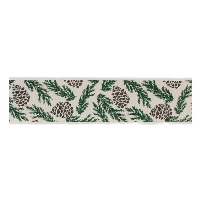 Pine and Pinecone Cotton Wired Ribbon 4" x 5yds For Sale