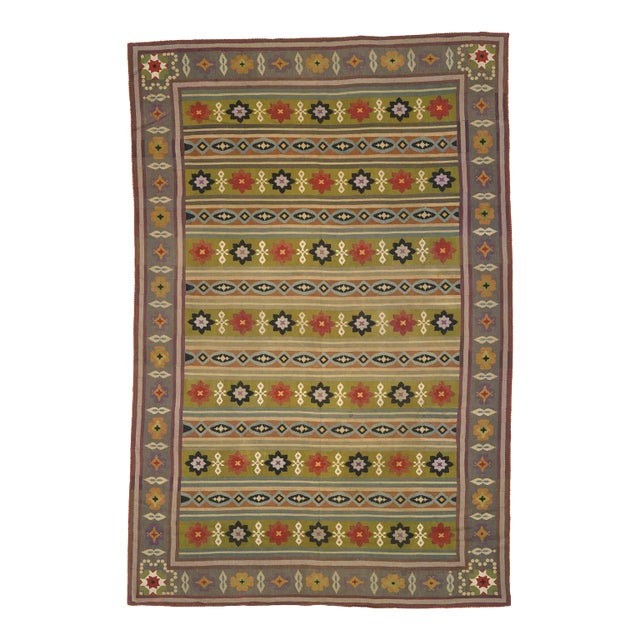 Antique Needlepoint Rug For Sale