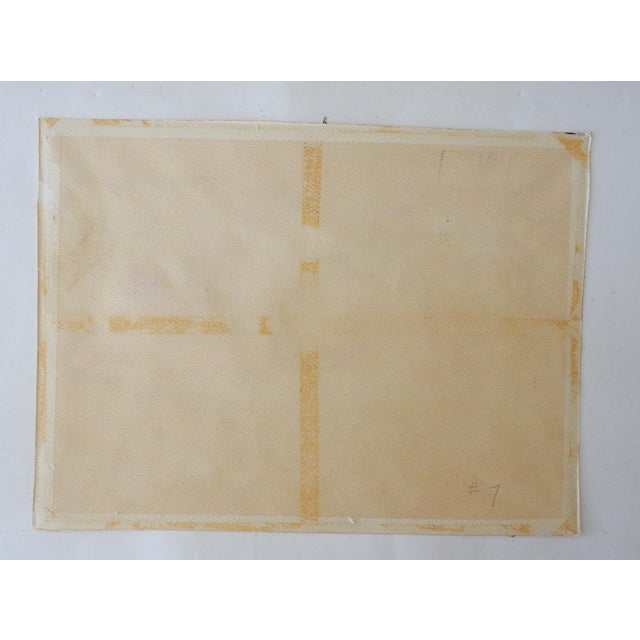 Mid 20th century watercolor on paper painting of a coastal seaside harbor and village. Unsigned. Unframed, age toning,...