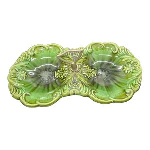 Vintage Florentine DeForest California Fl4 Green Divided Candy/Relish Dish