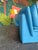 Vintage Postmodern Italian Nicoletti Attrb Blue Leather Sofa For Sale - Image 12 of 12