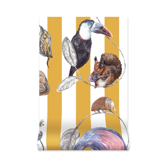 Yellow House of Hackney Empire Wallpaper - Ochre, Sample For Sale - Image 8 of 8