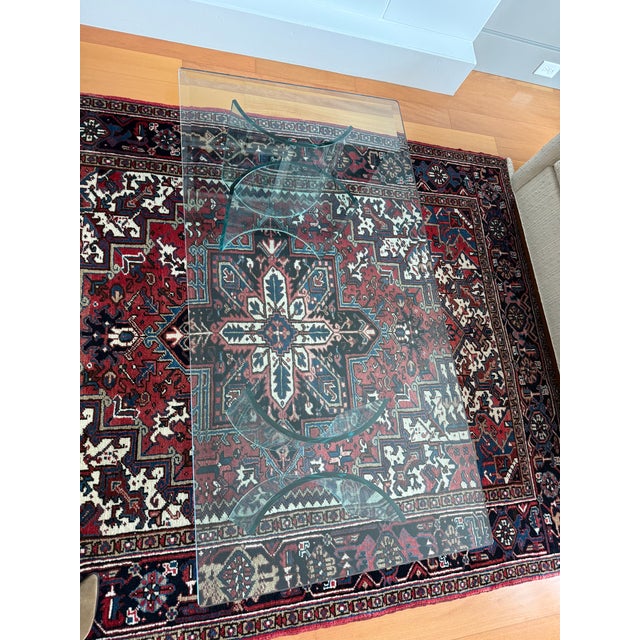 Mid 20th Century Glass Top Coffee Table With Arched Glass Bases For Sale - Image 5 of 6