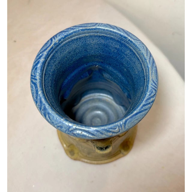 Yellow Vintage Handmade Wayne Cardinalli Studio Brutalist Art Pottery Vase Sculpture For Sale - Image 8 of 11