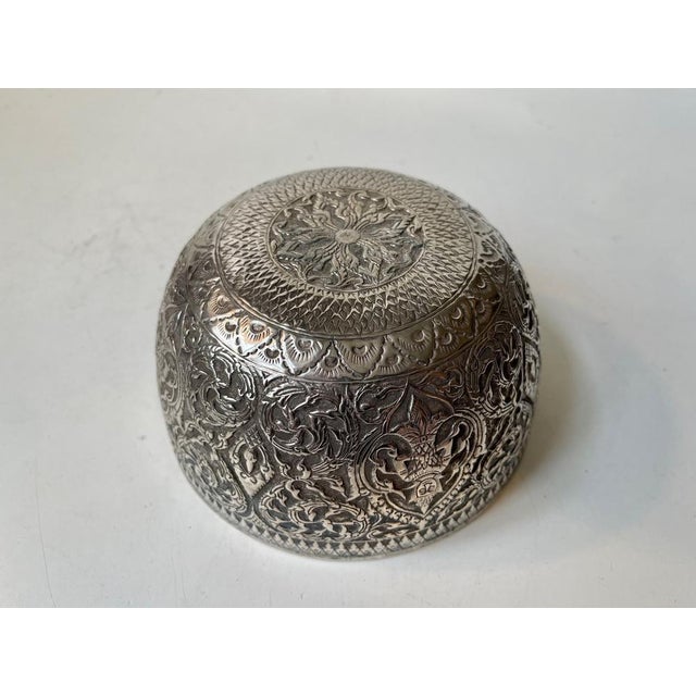 19th Century Buddhist Singing Bowl in Repousse Silver, Set of 2 For Sale - Image 4 of 14