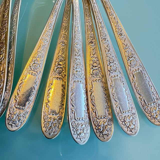 1930s Art Deco Bowl Soup Spoons (Gumbo) Mildred Silverplate, C1936 by National Silver Co 12 Pc Pruistine For Sale - Image 15 of 16