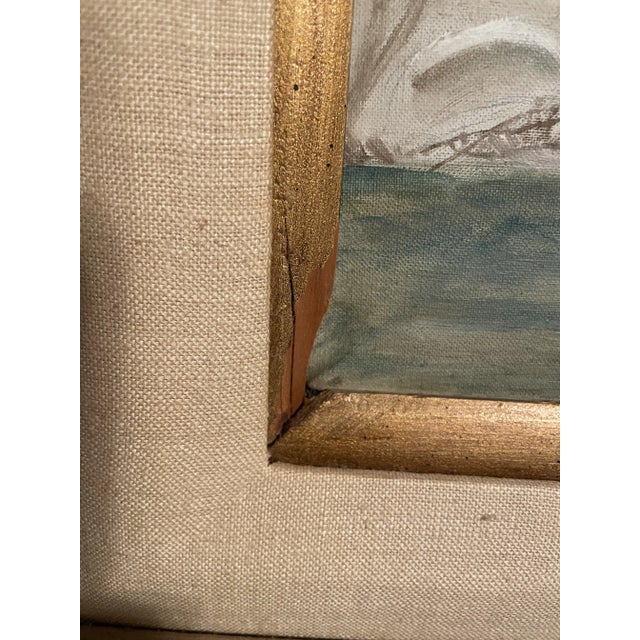 Early 21st Century Vintage Folk Art Landscape Painting in Antique Frame - Snowy Farm For Sale - Image 5 of 7