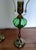 Pair of Vintage Green Globe Lamps With William Morris Shades For Sale In Baltimore - Image 6 of 10