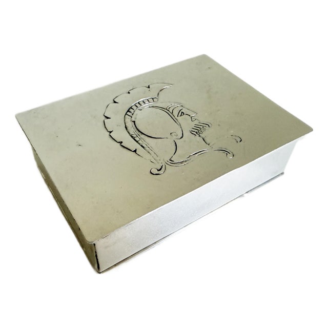 Roman Gladiator Box in Silver Argental, France, 1940s For Sale