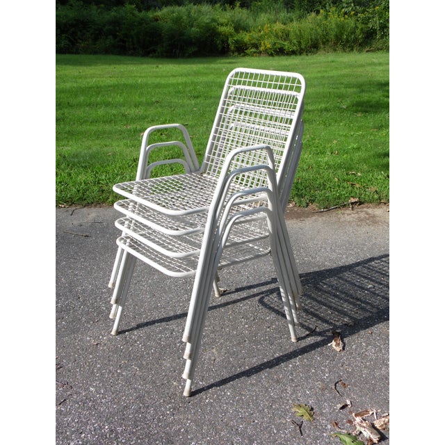Vintage Mid Century Modern Emu Rio Stacking Metal Patio Chairs Italy