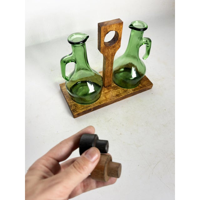 Olive Wood Oil/Vinegar Bottle Holder, France, 1950, Set of 3 For Sale - Image 13 of 14