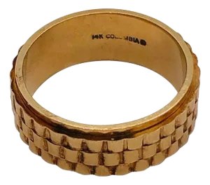 14 Karat Yellow Gold Band Ring or Wedding Ring Weave Design
