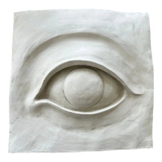 Vintage 1970’s Plaster Eye Sculpture Wall Plaque For Sale