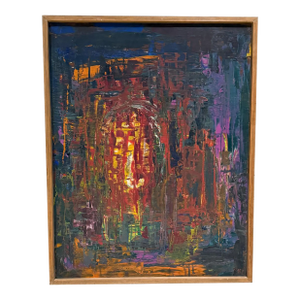 1960s Mexican Modernism Vibrant Oil Painting Abstract Original Art