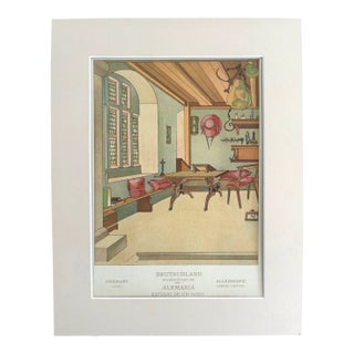 Antique 1925 Max Tilke Print in 11x14 Mat, Ready to Frame: "A Scholar's Study" For Sale