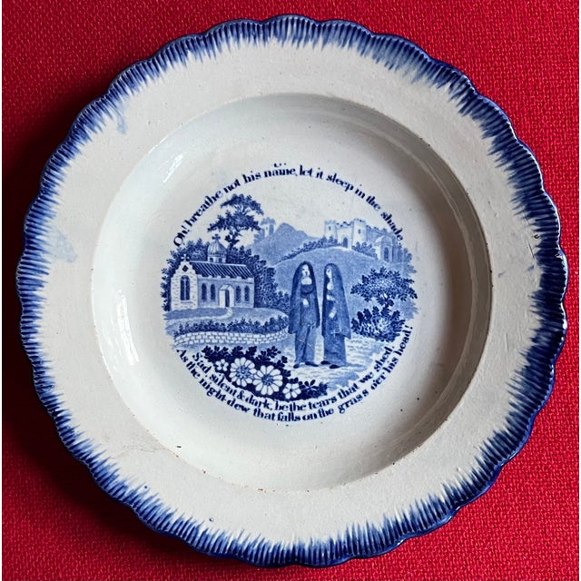Blue Antique Early 19th Century English Blue Feather Edge Plate With Thomas Moore Poem For Sale - Image 8 of 8