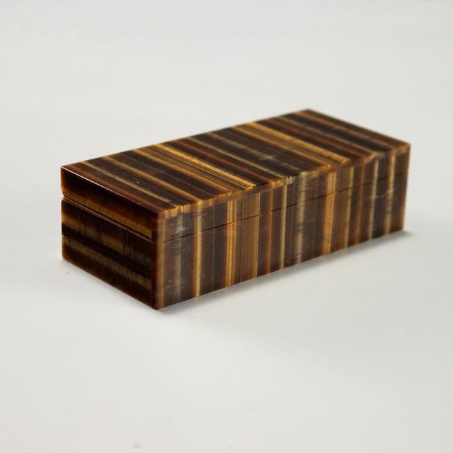 Brown Tiger's Eye Stone Box For Sale - Image 8 of 8