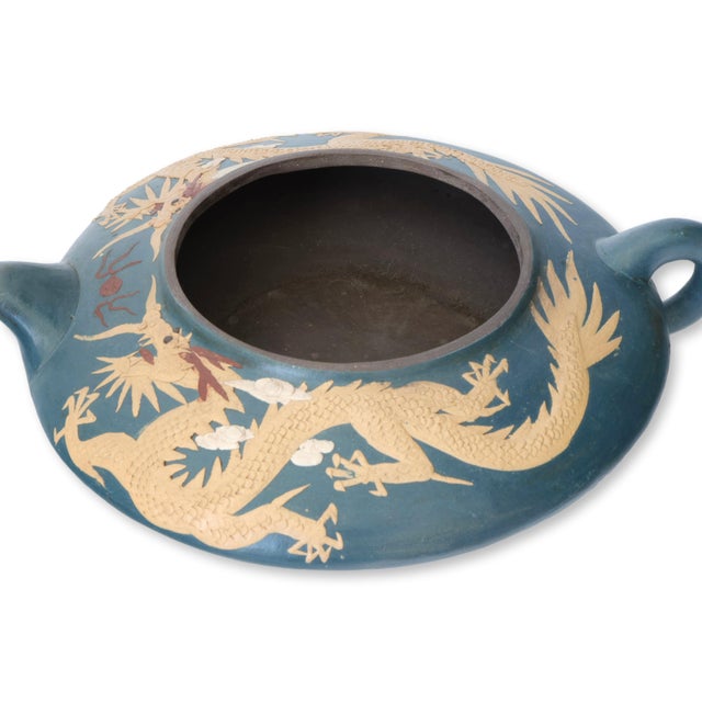 Sculpture Materials Antique Chinese Yixing Zisha Clay Teapot with Dragon Decoration For Sale - Image 7 of 9