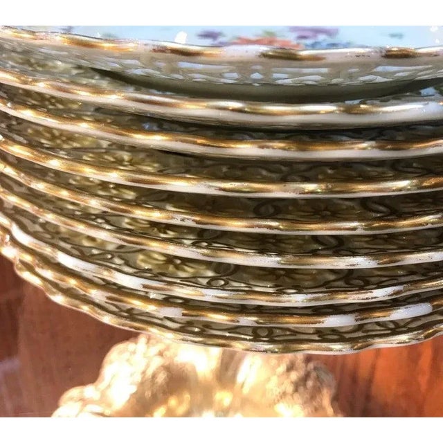1930s Set of 9 Hand Painted and Reticulated Accent Plates For Sale In Philadelphia - Image 6 of 11