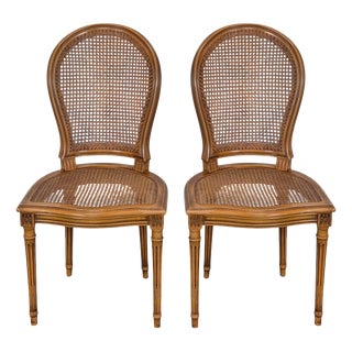 Louis XVI Style Cane Side Chairs, Set of 2 For Sale