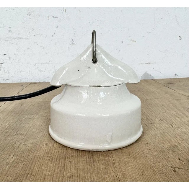 Vintage White Porcelain Pendant Light, 1970s For Sale - Image 9 of 15