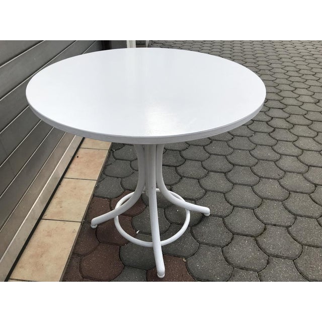 White Round Beech Table, 1950s For Sale - Image 3 of 18