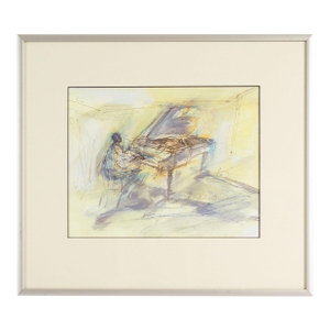 Mixed Media Drawing of a Pianist by John