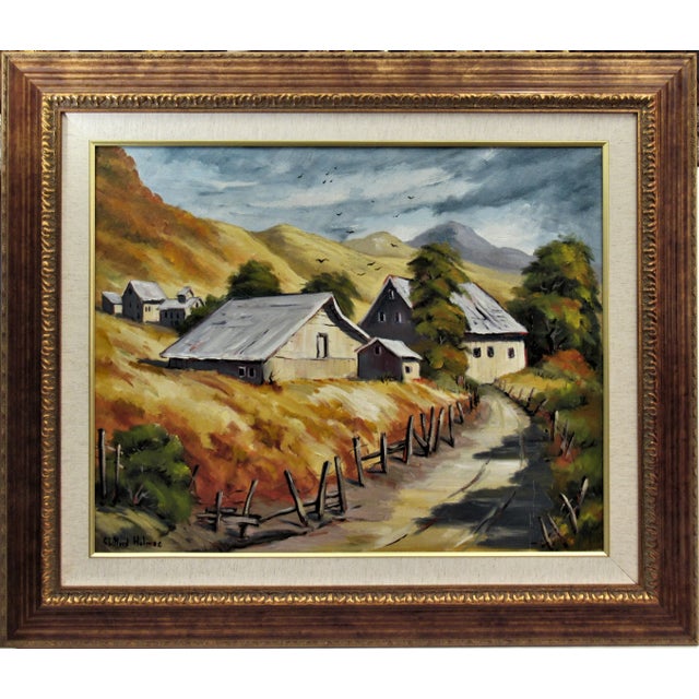 Paint Clifford Holmes, Landscape with Farm, California, Circa 1950 For Sale - Image 7 of 7