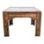 Vintage Wood and Glass End Table With Brass Inlay For Sale