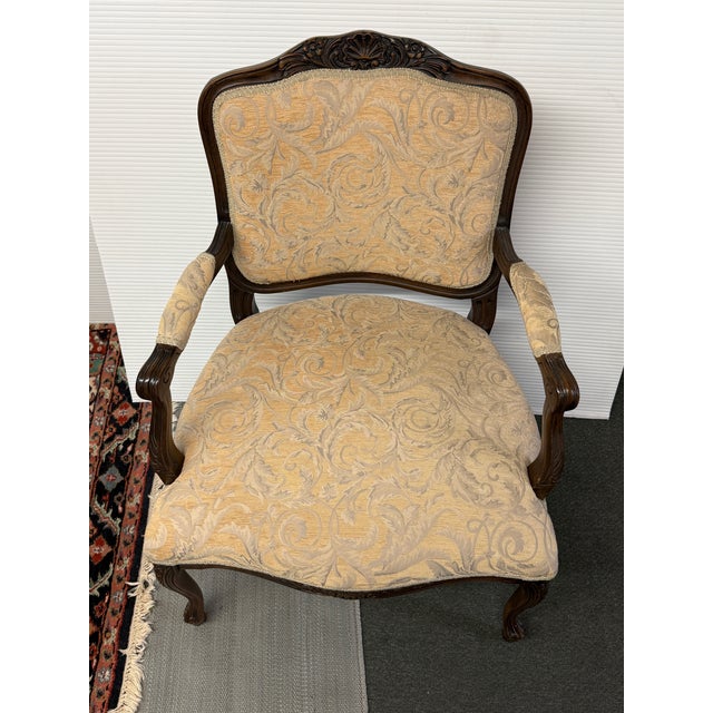 Traditional Traditional Ornate Carved Wood Armchair, Vintage For Sale - Image 3 of 12