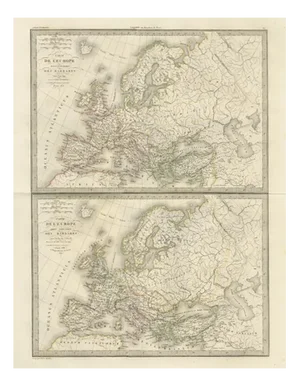 Antique Double Map of Europe, Paris, 1838