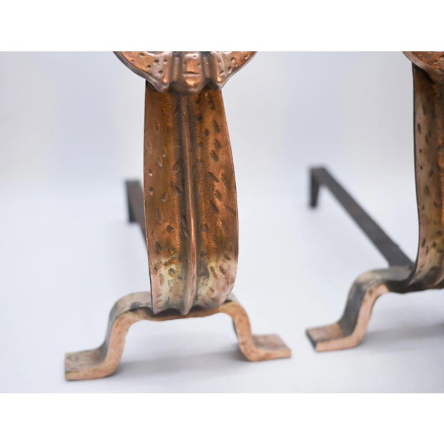 Vintage Japanese Heavy Bronze Fireplace Andirons - a Pair For Sale In Chicago - Image 6 of 13