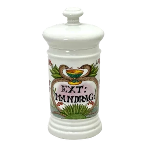 Rare Antique Hand Decorated French Paris Porcelain Mandrake Plant Root Druggest - Apothicary Jar