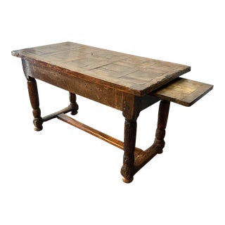 Late 1600s French Oak Table With Pull Out Extension For Sale