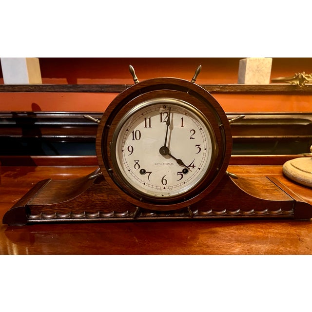 Vintage 1950s Nautical Seth Thomas Chiming Mantle Clock For Sale - Image 11 of 12
