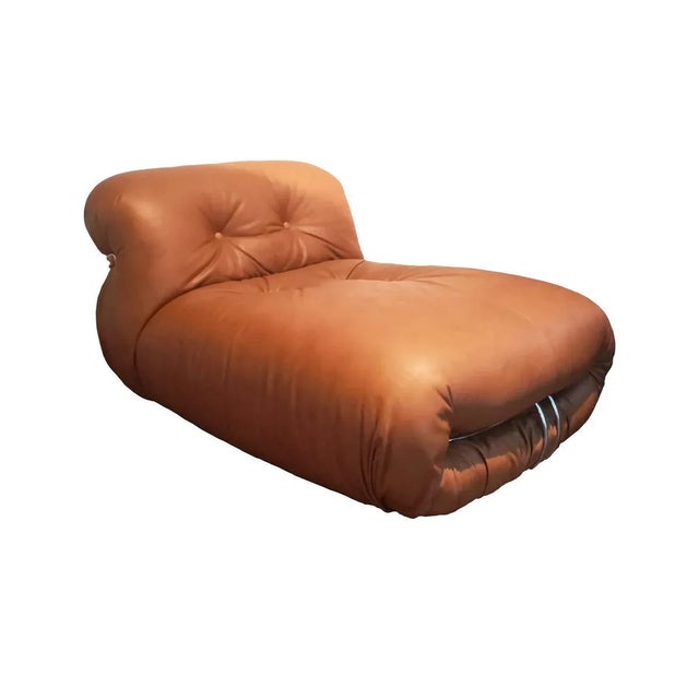 Set of Cognac Leather Soriana Lounge Chairs by Tobia & Afra Scarpa for Cassina, 1969 For Sale - Image 9 of 10