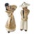 Vintage 1949 Asian Figurine Set – Hand-Painted White & Gold For Sale