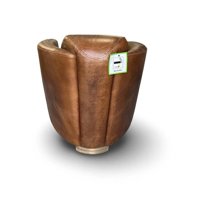 Animal Skin Cigar Brown Leather Aviator Club Armchair For Sale - Image 7 of 18