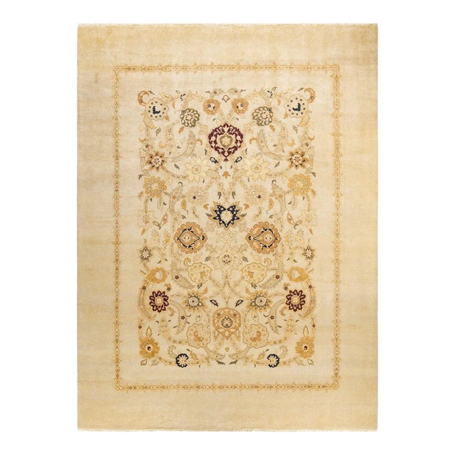 Ivory Eclectic, One-of-a-Kind Hand-Knotted Area Rug in Ivory, 9' 1" x 12' 0" For Sale - Image 8 of 8