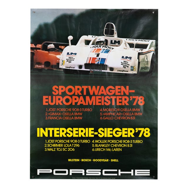 Original Porsche Poster by Strenger Advertising Agency For Sale