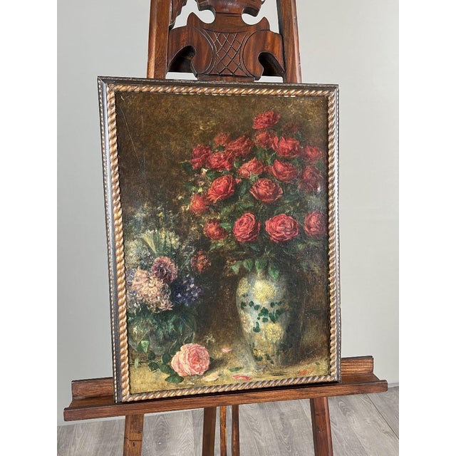 Angelo Zoffoli, Pair of Still Lifes with Flowers, 1800s, Oil on Canvas For Sale - Image 3 of 13